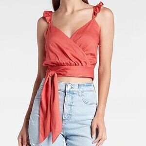 Express Baked Apple Wrap Front Ruffle Strap Tie Front Cami SZ L